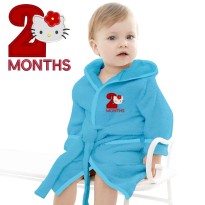 Baby and Toddler Custom Number Design Embroidered Hooded Bathrobe in Contrast Color 100% Cotton